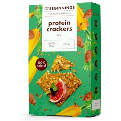 The Beginnings Protein Crackers Gluten Free and Vegan 100% Natural 80g Pack The Beginnings Protein Crackers Gluten Free and Vegan 100% Natural 80g Pack