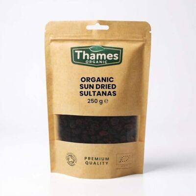 Thames Organic Organic Sun-Dried Sultanas 100% Natural, No Additives or Preservatives Vegan, GMO-Free, Certified Organic Sweet, Juicy and Nutritious Snack Perfect for Baking and Cooking 250g Thames Organic Organic Sun-Dried Sultanas 100% Natural, No Additives or Preservatives Vegan, GMO-Free, Certified Organic Sweet, Juicy and Nutritious Snack Perfect for Baking and Cooking 250g