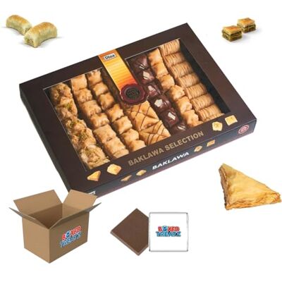 Boxed Treatz Luxury Baklava Selection Baklawa Sweets 1kg, Premium Handmade Baklawa Pastry Selection Halal Dina Handmade Boxed Treatz Luxury Baklava Selection Baklawa Sweets 1kg, Premium Handmade Baklawa Pastry Selection Halal Dina Handmade