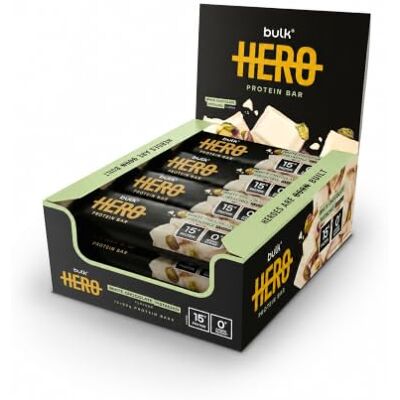 Bulk Hero Protein Bar, White Chocolate Pistachio, 12 Bars Bulk Hero Protein Bar, White Chocolate Pistachio, 12 Bars