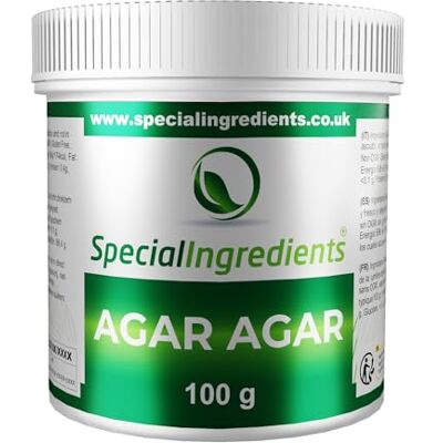 SPECIAL INGREDIENTS Agar Agar 100g Premium Quality Powder Vegan Gelatine, European, Suitable for Vegan's & Vegetarian's, Non GMO, Gluten Free, Recyclable Container SPECIAL INGREDIENTS Agar Agar 100g Premium Quality Powder Vegan Gelatine, European, Suitable for Vegan's & Vegetarian's, Non GMO, Gluten Free, Recyclable Container