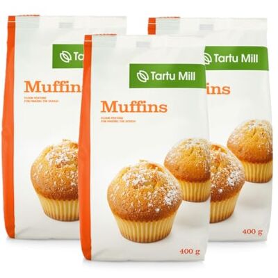 Tartu Mill Muffin Batter Instant Mix 3 x 400g (1.2kg Total) Just Add Water & Oil Light & Fluffy Muffins Easy Baking Mix Tartu Mill Muffin Batter Instant Mix 3 x 400g (1.2kg Total) Just Add Water & Oil Light & Fluffy Muffins Easy Baking Mix