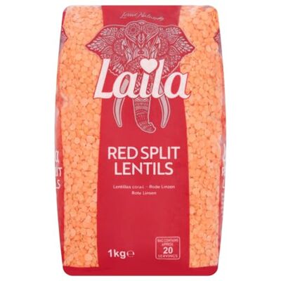 LAILA Red Split Lentils 1Kg (Pack of 4) LAILA Red Split Lentils 1Kg (Pack of 4)