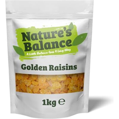 Balance Golden Raisins 1kg South African Seedless Golden Sultanas Naturally Sweet & Soft Texture Premium Dried Fruit Snack Perfect for Baking, Breakfast & Everyday Recipes Balance Golden Raisins 1kg South African Seedless Golden Sultanas Naturally Sweet & Soft Texture Premium Dried Fruit Snack Perfect for Baking, Breakfast & Everyday Recipes
