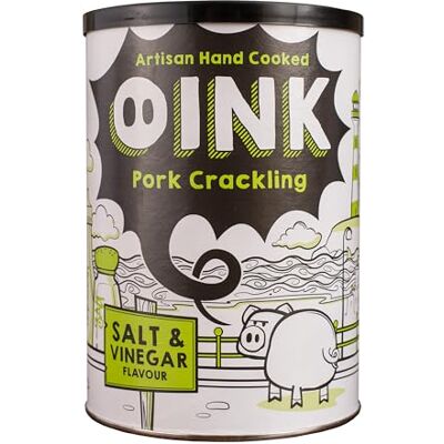 Oink Artisan Crackling 160g Snack Drum Premium Double Cooked Crackling 4 x Flavours Gluten Free, High Protein, High Energy, Low Carb, Keto Friendly Pork Rind Snack (Salt & Vinegar) Oink Artisan Crackling 160g Snack Drum Premium Double Cooked Crackling 4 x Flavours Gluten Free, High Protein, High Energy, Low Carb, Keto Friendly Pork Rind Snack (Salt & Vinegar)