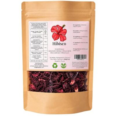 Hibisco Hibiscus Tea Loose Leaf 100% Pure Dried Hibiscus Flower, Natural Herbal Infusion, Caffeine-Free, Rich in Antioxidants, Eco-Friendly Kraft Pouch, Resealable, 200g (7 oz), Packed in UK Hibisco Hibiscus Tea Loose Leaf 100% Pure Dried Hibiscus Flower, Natural Herbal Infusion, Caffeine-Free, Rich in Antioxidants, Eco-Friendly Kraft Pouch, Resealable, 200g (7 oz), Packed in UK