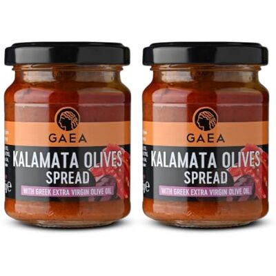 Gaea Kalamata Olive & Sundried Tomato Tapenade, Twin Pack, Greek Olive Spread with Extra Virgin Olive Oil, Naturally Vegan, No Preservatives, 2 x 125g Gaea Kalamata Olive & Sundried Tomato Tapenade, Twin Pack, Greek Olive Spread with Extra Virgin Olive Oil, Naturally Vegan, No Preservatives, 2 x 125g