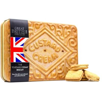 The Silver Crane co. Giant Custard Cream Biscuits Gift Set Novelty Biscuit Tin, Family Treat Box with Luxury Snack Selection for Sharing British Fathers Day Gift Ideas for Dads, Birthday Hamper Tins 450g The Silver Crane co. Giant Custard Cream Biscuits Gift Set Novelty Biscuit Tin, Family Treat Box with Luxury Snack Selection for Sharing British Fathers Day Gift Ideas for Dads, Birthday Hamper Tins 450g