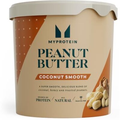 Myprotein Coconut Peanut Butter Smooth High-Protein Nut Spread with Roasted Peanuts, Coconut & Honey No Added Salt, Sugar or Palm Oil Source of Vitamin E, Fibre & Magnesium 1kg Tub Myprotein Coconut Peanut Butter Smooth High-Protein Nut Spread with Roasted Peanuts, Coconut & Honey No Added Salt, Sugar or Palm Oil Source of Vitamin E, Fibre & Magnesium 1kg Tub
