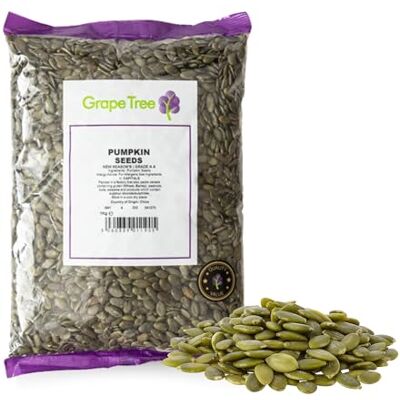 Grape Tree Pumpkin Seeds (1kg). Premium Quality Natural Seeds Ready To Eat. Whole Vegan Snacks. High In Protein And Fibre. Nutrient-Rich Seeds Perfect For Healthy Recipes, Snacks & Baking. Grape Tree Pumpkin Seeds (1kg). Premium Quality Natural Seeds Ready To Eat. Whole Vegan Snacks. High In Protein And Fibre. Nutrient-Rich Seeds Perfect For Healthy Recipes, Snacks & Baking.