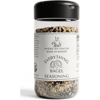 American Pantry Premium Everything Bagel Seasoning 185g Jumbo Shaker – Crunchy Sesame, Poppy Seed, Garlic & Onion Blend – Topping for Avocado Toast, Eggs, Dips, Salads & Bread – Vegan, Gluten Free American Pantry Premium Everything Bagel Seasoning 185g Jumbo Shaker – Crunchy Sesame, Poppy Seed, Garlic & Onion Blend – Topping for Avocado Toast, Eggs, Dips, Salads & Bread – Vegan, Gluten Free