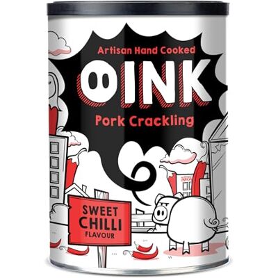 Oink Artisan Crackling 160g Snack Drum Premium Double Cooked Crackling 5 x Flavours Gluten Free, High Protein, High Energy, Low Carb, Keto Friendly Pork Rind Snack (Sweet Chilli) Oink Artisan Crackling 160g Snack Drum Premium Double Cooked Crackling 5 x Flavours Gluten Free, High Protein, High Energy, Low Carb, Keto Friendly Pork Rind Snack (Sweet Chilli)
