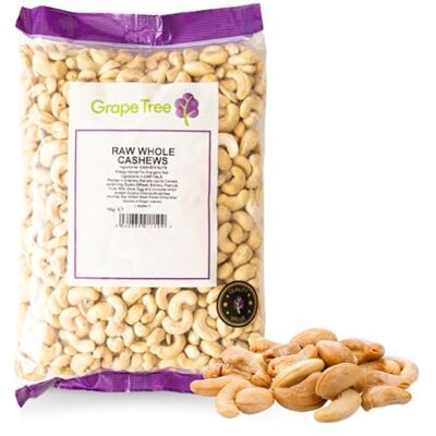 Grape Tree Whole Raw Cashews (1KG). Whole Cashew Nuts Raw. Low GI Snack. Cashew Nuts Perfect For Snacking, Cooking and Baking. Keto Friendly Snack. Rich In Protein, Vitamins, Iron & Selenium. Grape Tree Whole Raw Cashews (1KG). Whole Cashew Nuts Raw. Low GI Snack. Cashew Nuts Perfect For Snacking, Cooking and Baking. Keto Friendly Snack. Rich In Protein, Vitamins, Iron & Selenium.