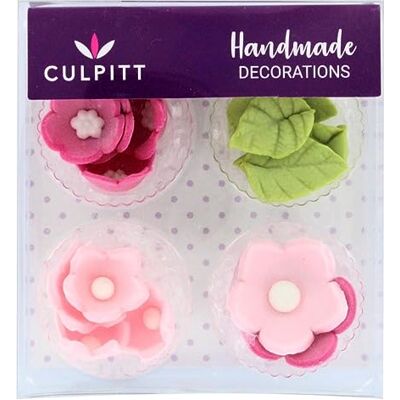 Culpitt Pink Sugar Flowers & Leaves 16 Pack Culpitt Pink Sugar Flowers & Leaves 16 Pack