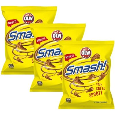 OLW ScandiKitchen, , Smash, Norwegian Chocolate Covered Corn Snacks, Salty, Sweet and Crunchy, 100g x3 Packs Covered corn puffs coated in rich milk chocolate — a beloved Scandinavian treat. Each bag is 100g, 3 bags included. OLW ScandiKitchen, , Smash, Norwegian Chocolate Covered Corn Snacks, Salty, Sweet and Crunchy, 100g x3 Packs Covered corn puffs coated in rich milk chocolate — a beloved Scandinavian treat. Each bag is 100g, 3 bags included.