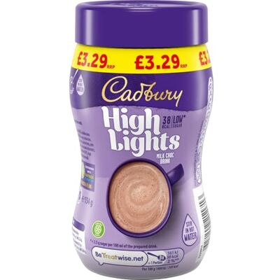 Cadbury Highlights Milk Chocolate Hot Drink, Low Calorie, Stir in Hot Water, Approximately 14 Servings, 154g (Pack of 6) Cadbury Highlights Milk Chocolate Hot Drink, Low Calorie, Stir in Hot Water, Approximately 14 Servings, 154g (Pack of 6)