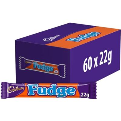 Cadbury Fudge Chocolate Bar, 22 g (Pack of 60) Individually Wrapped Fudge Bars, For Snacking, Parties or Treats, A Delicious Chocolaty Experience Cadbury Fudge Chocolate Bar, 22 g (Pack of 60) Individually Wrapped Fudge Bars, For Snacking, Parties or Treats, A Delicious Chocolaty Experience