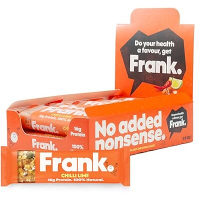 Frank Savoury High Protein Bars 16g Protein, 100% Natural, High Fibre, Gluten Free Vegetarian Snack, No Added Sugar 10 x 50g Multipack (Chilli Lime) Frank Savoury High Protein Bars 16g Protein, 100% Natural, High Fibre, Gluten Free Vegetarian Snack, No Added Sugar 10 x 50g Multipack (Chilli Lime)