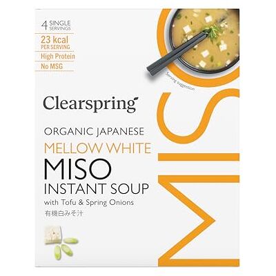 Clearspring Organic Japanese Mellow White Instant Miso Soup with Tofu & Spring Onions 32g (4x8g) Clearspring Organic Japanese Mellow White Instant Miso Soup with Tofu & Spring Onions 32g (4x8g)