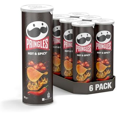 Pringles Hot & Spicy Flavored Chips 165 Grams x 6 Packs Stackable Potato-Based Chips Savory Snack with Spicy Taste Resealable Container Pringles Hot & Spicy Flavored Chips 165 Grams x 6 Packs Stackable Potato-Based Chips Savory Snack with Spicy Taste Resealable Container