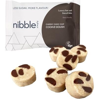 Nibble Simply Cheeky Choc Chip COOKIE DOUGH Low carb, lower sugar, keto, vegan (12 x 36g packs) Nibble Simply Cheeky Choc Chip COOKIE DOUGH Low carb, lower sugar, keto, vegan (12 x 36g packs)