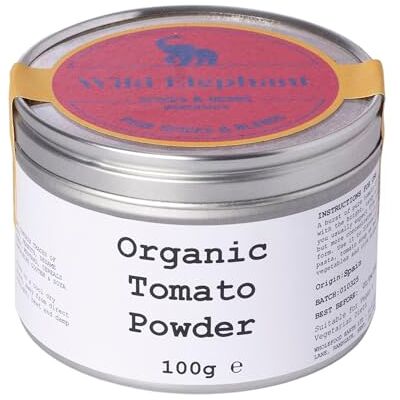 Wild Elephant Organic Tomato Powder 100g Concentrated Flavour for Soups, Sauces & Cooking Made in UK Wild Elephant Organic Tomato Powder 100g Concentrated Flavour for Soups, Sauces & Cooking Made in UK