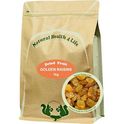 Natural Health 4 Life Golden Raisins 1kg – Seedless Dried Fruit Snack Rich in Fibre for Baking, Cooking, and Snacking in Bag (1 Bag) Natural Health 4 Life Golden Raisins 1kg – Seedless Dried Fruit Snack Rich in Fibre for Baking, Cooking, and Snacking in Bag (1 Bag)