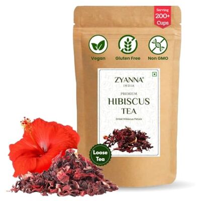 ZYANNA Hibiscus Tea Dried Natural Hibiscus Flower Petals Loose 100g 200 Cups Caffeine-Free Herbal Tea with Tart & Refreshing Flavor Brew Hot or Iced ZYANNA Hibiscus Tea Dried Natural Hibiscus Flower Petals Loose 100g 200 Cups Caffeine-Free Herbal Tea with Tart & Refreshing Flavor Brew Hot or Iced