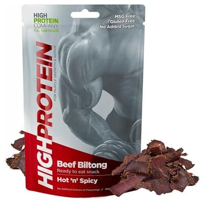 Hunters Biltong High Protein – Hot ‘n’ Spicy Biltong, 600g Pack of 12 x 50g High Protein, low fat, Thin Tender Slices of authentic Beef Biltong, beef Jerky, Gluten & MSG Free, Convenient Snack Hunters Biltong High Protein – Hot ‘n’ Spicy Biltong, 600g Pack of 12 x 50g High Protein, low fat, Thin Tender Slices of authentic Beef Biltong, beef Jerky, Gluten & MSG Free, Convenient Snack