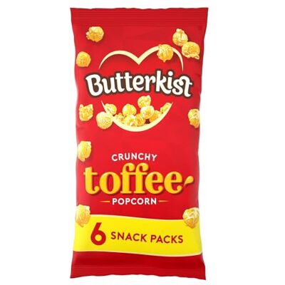 Butterkist CRUNCHY TOFFEE Popcorn 6x20g Snack Packs, Case of 12 Gluten free, Source of Fibre, Made from Wholegrains, No Artificial Colours or Flavours, Suitable for Vegetarians Butterkist CRUNCHY TOFFEE Popcorn 6x20g Snack Packs, Case of 12 Gluten free, Source of Fibre, Made from Wholegrains, No Artificial Colours or Flavours, Suitable for Vegetarians