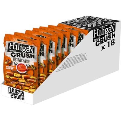Huligan Pretzels Crush Sriracha Sauce (Pack of 18 x 65G) Baked Pretzel Thins Savoury Snacks Bulk Healthy Vegetarian Snack Box Jalepenos Crisps Multipack Huligan Pretzels Crush Sriracha Sauce (Pack of 18 x 65G) Baked Pretzel Thins Savoury Snacks Bulk Healthy Vegetarian Snack Box Jalepenos Crisps Multipack