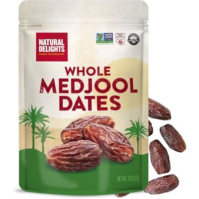 Natural Delights Medjool Dates – Large & Plump Whole Dates Medjool, Non-GMO Verified, Good Source of Fiber, Naturally Sweet Fruit Snack, Perfect for On-the-Go Medjool Dates Whole, 8 oz Container Natural Delights Medjool Dates – Large & Plump Whole Dates Medjool, Non-GMO Verified, Good Source of Fiber, Naturally Sweet Fruit Snack, Perfect for On-the-Go Medjool Dates Whole, 8 oz Container
