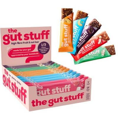 The Gut Stuff Fruit & Nut Bars, Mixed Flavours 12 Bars Gut Friendly Snack High Fibre Gluten Free Vegan Low Calorie Everyday Snacking The Gut Stuff Fruit & Nut Bars, Mixed Flavours 12 Bars Gut Friendly Snack High Fibre Gluten Free Vegan Low Calorie Everyday Snacking