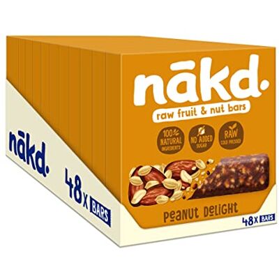 Nakd Peanut Delight Natural Fruit & Nut Bars Vegan Healthy Snack Gluten Free, 35 g (Multipack case 48 Bars) Nakd Peanut Delight Natural Fruit & Nut Bars Vegan Healthy Snack Gluten Free, 35 g (Multipack case 48 Bars)