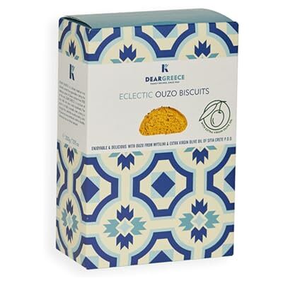 Dear Greece – Eclectic Ouzo Biscuits Traditional Greek Cookies with Ouzo Aroma Pack of 2 × 200g (Total 400g) Dear Greece – Eclectic Ouzo Biscuits Traditional Greek Cookies with Ouzo Aroma Pack of 2 × 200g (Total 400g)