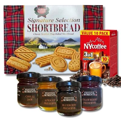 Crafted Gift Co. Luxury Scottish Shortbread Gift Bundle 4 Gourmet Preserves Highland Shortbread Selection 500g, Premium Preserves Mini Jams & Coffee Bundle Crafted Gift Co. Luxury Scottish Shortbread Gift Bundle 4 Gourmet Preserves Highland Shortbread Selection 500g, Premium Preserves Mini Jams & Coffee Bundle