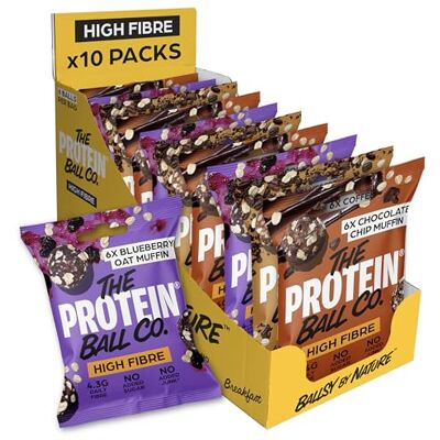 The Protein Ball Co. The Protein Ball Co High Fibre Bundle Protein Balls Healthy Snacks Variety Box, Gluten-Free No Added Sugar, Box of 10 Bags The Protein Ball Co. The Protein Ball Co High Fibre Bundle Protein Balls Healthy Snacks Variety Box, Gluten-Free No Added Sugar, Box of 10 Bags