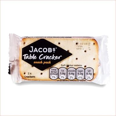 JACOB'S Table Cracker, Catering Pack, Individually Wrapped Twin Packs With Two Crackers in Each, 11.8 g (Pack of 176) JACOB'S Table Cracker, Catering Pack, Individually Wrapped Twin Packs With Two Crackers in Each, 11.8 g (Pack of 176)