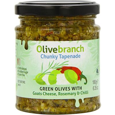 Olive Branch Green Olive Tapenade with Goat's Cheese Rosemary and Chilli 180 g (Pack of 2) Olive Branch Green Olive Tapenade with Goat's Cheese Rosemary and Chilli 180 g (Pack of 2)