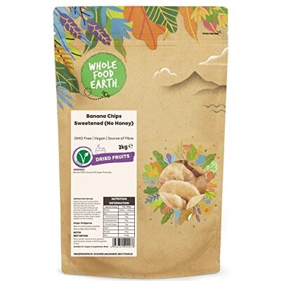 Wholefood Earth Banana Chips Sweetened (No Honey) 2 kg GMO Free Source of Fibre Wholefood Earth Banana Chips Sweetened (No Honey) 2 kg GMO Free Source of Fibre