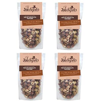 Joe & Seph's Trio of Chocolate Popcorn (4 x 80g) – Premium Air-Popped Corn with Chocolate Coating, Sweet Sharing Snack for Film Nights and Celebrations Joe & Seph's Trio of Chocolate Popcorn (4 x 80g) – Premium Air-Popped Corn with Chocolate Coating, Sweet Sharing Snack for Film Nights and Celebrations