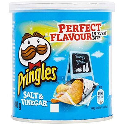 Pringles Salt and Vinegar Flavour Savoury Snack, Pack of 12 x 40 g Pringles Salt and Vinegar Flavour Savoury Snack, Pack of 12 x 40 g