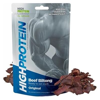 Hunters Biltong High Protein Original Biltong, 600g Pack of 12 x 50g High Protein, low fat, Thin Tender Slices of authentic Beef Biltong, beef Jerky, Gluten & MSG Free, Convenient Snack Hunters Biltong High Protein Original Biltong, 600g Pack of 12 x 50g High Protein, low fat, Thin Tender Slices of authentic Beef Biltong, beef Jerky, Gluten & MSG Free, Convenient Snack