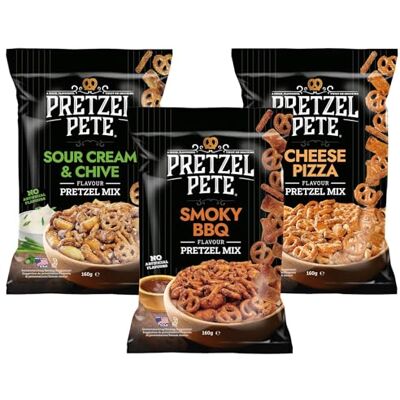 mysmartbuy.com Pretzel Pete Assorted Pretzel Mix Tasty Authentic American Healthy Crunchy Savoury Party Sharing Snack with No Artificial Flavours – 3 x 120g Packs, 1 of Each Cheese Pizza, Sour Cream & Smoky BBQ mysmartbuy.com Pretzel Pete Assorted Pretzel Mix Tasty Authentic American Healthy Crunchy Savoury Party Sharing Snack with No Artificial Flavours – 3 x 120g Packs, 1 of Each Cheese Pizza, Sour Cream & Smoky BBQ