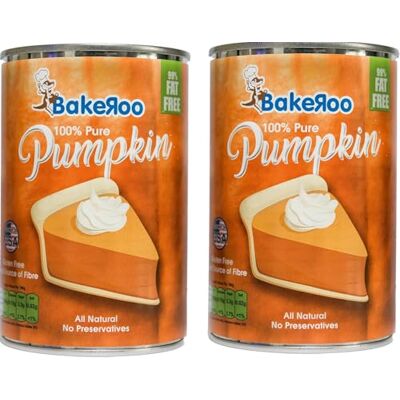 WorldlyTastes Bakeroo 100% Pure Pumpkin Puree Tin Natural Pumpkin Pie Filling, No Preservatives, Gluten-Free, Vegan & Dairy-Free – Smooth & Creamy Texture Product of USA 425g (425g (Pack of 2)) WorldlyTastes Bakeroo 100% Pure Pumpkin Puree Tin Natural Pumpkin Pie Filling, No Preservatives, Gluten-Free, Vegan & Dairy-Free – Smooth & Creamy Texture Product of USA 425g (425g (Pack of 2))