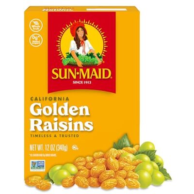Sun California Golden Raisins 12 oz Sharing-Size Box Dried Fruit Snacks, Back to School Lunches, and Natural Sweeteners Sun California Golden Raisins 12 oz Sharing-Size Box Dried Fruit Snacks, Back to School Lunches, and Natural Sweeteners