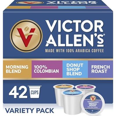 Victor Allen's Coffee Victor Allen Donut Shop, Morning Blend, 100% Colombian, and French Roast for K-Cup Keurig 2 Brewers’s Coffee Single Serve Coffee Pod, Variety Pack, 42 Count Victor Allen's Coffee Victor Allen Donut Shop, Morning Blend, 100% Colombian, and French Roast for K-Cup Keurig 2 Brewers’s Coffee Single Serve Coffee Pod, Variety Pack, 42 Count