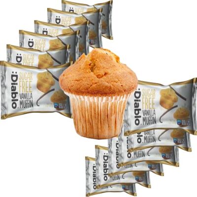 :Diablo Diablo Sugar Free Vanilla Muffin Cupcake Sweetened with Maltitol, Halal & Kosher Approved, Sugar Free Snacks Perfect for Gifting, Birthdays, Special Occasions 45g Each, Pack of 12 :Diablo Diablo Sugar Free Vanilla Muffin Cupcake Sweetened with Maltitol, Halal & Kosher Approved, Sugar Free Snacks Perfect for Gifting, Birthdays, Special Occasions 45g Each, Pack of 12