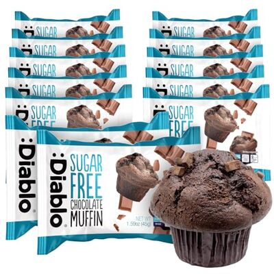:Diablo Diablo Sugar Free Chocolate Muffin Cupcake Sweetened with Maltitol, Halal & Kosher Approved, Sugar Free Snacks Perfect for Gifting, Birthdays, Special Occasions 45g Each, Pack of 12 :Diablo Diablo Sugar Free Chocolate Muffin Cupcake Sweetened with Maltitol, Halal & Kosher Approved, Sugar Free Snacks Perfect for Gifting, Birthdays, Special Occasions 45g Each, Pack of 12