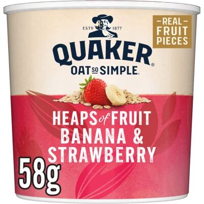 Quaker Oat So Simple Heaps of Fruit Banana and Strawberry Flavour Porridge Pot 58 g (Pack of 8) Quaker Oat So Simple Heaps of Fruit Banana and Strawberry Flavour Porridge Pot 58 g (Pack of 8)